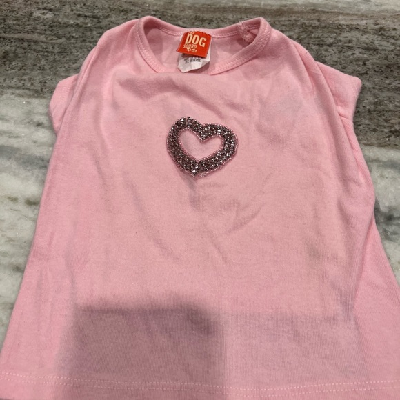 The Dog Squad Other - Light pink doggy t-shirt w heart embellishment